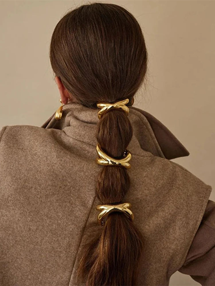 Gold Cross Knot Hair Cuffs Loop Hairband | Elegant Western Braided Hair Accessories